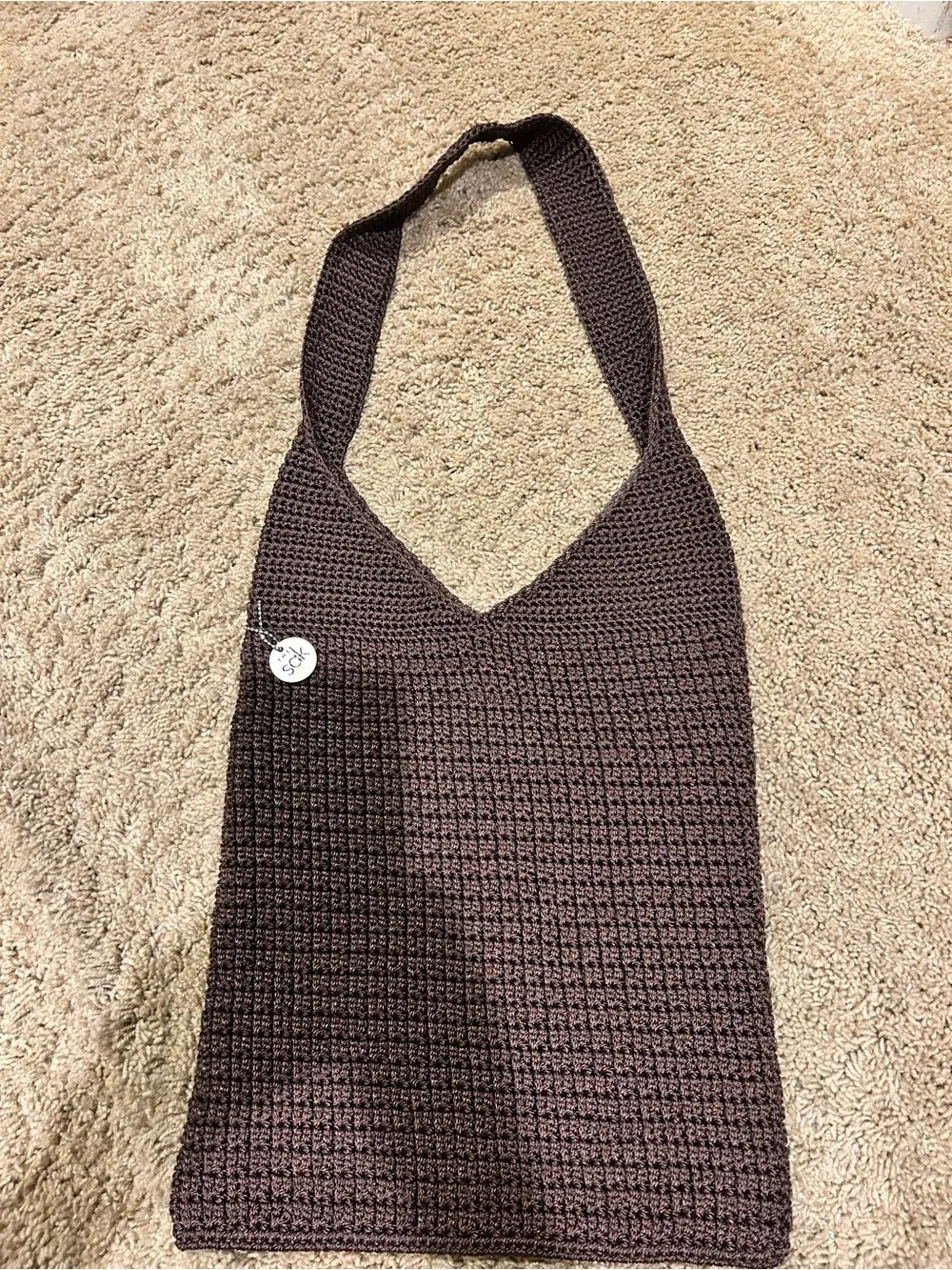 The Sak chocolate Brown Crochet Hobo Shoulder Bag